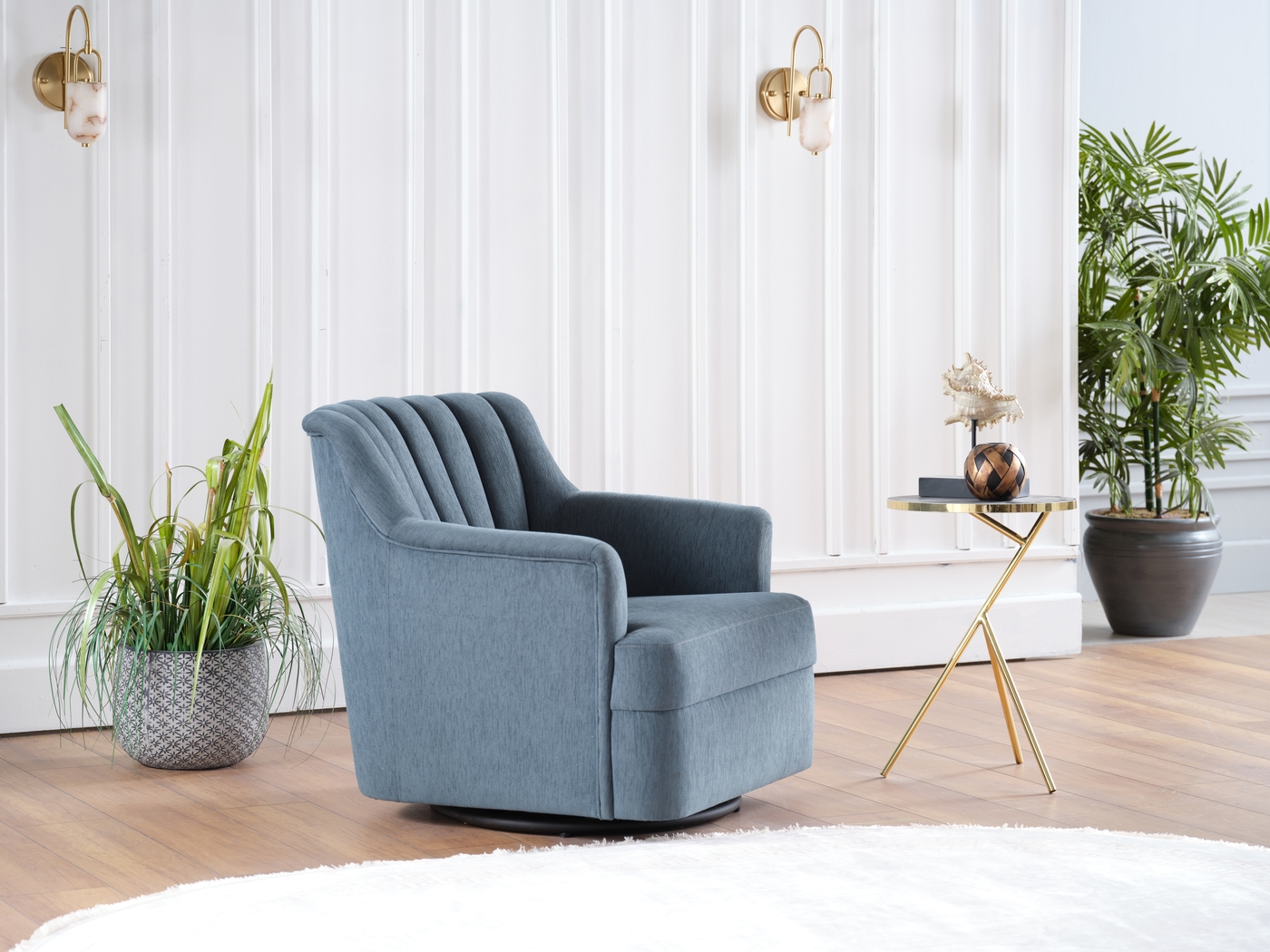 Oxon Blue Swivel Accent Chair - Thumbnail - Image 10