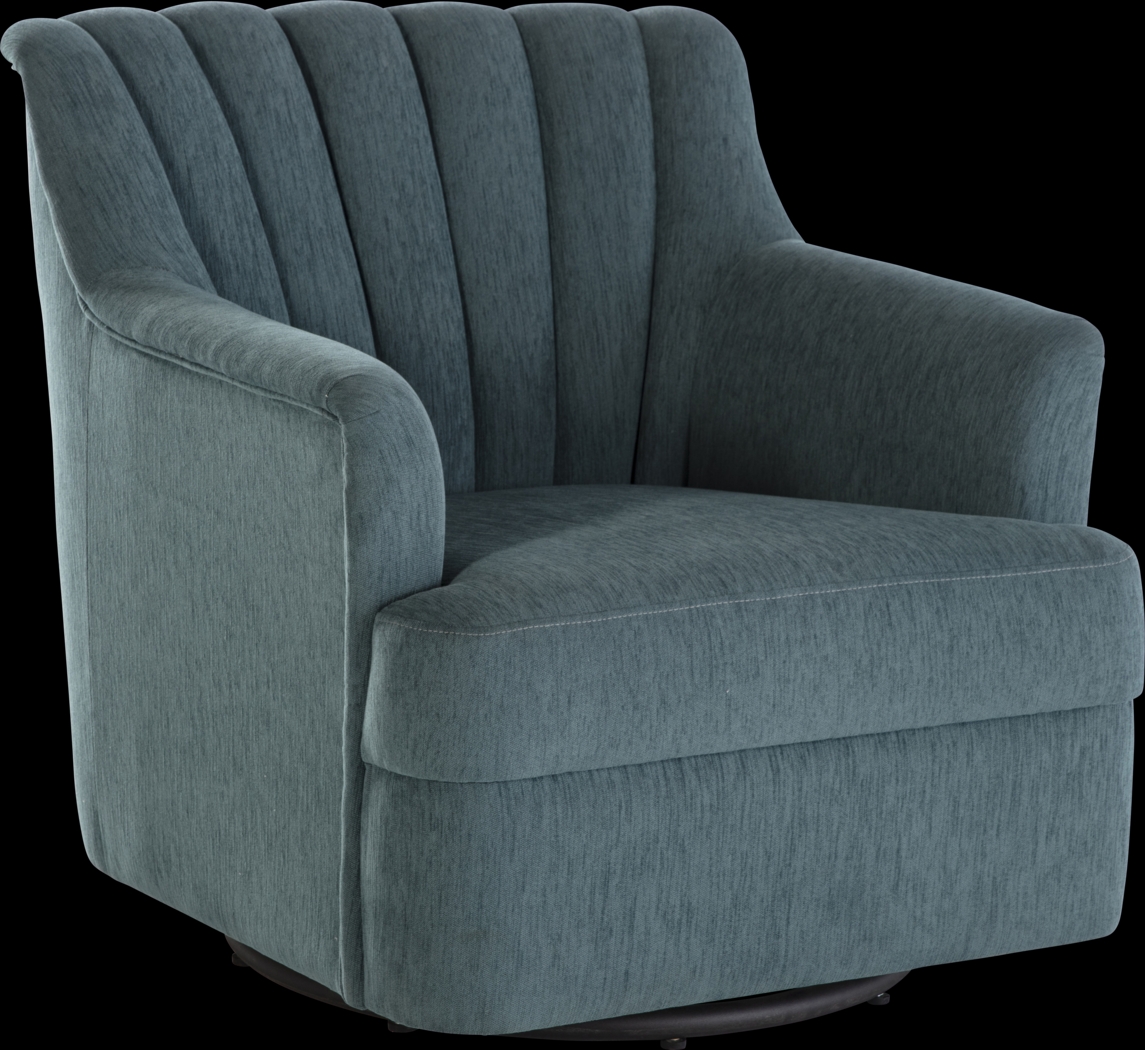 Oxon Blue Swivel Accent Chair - Thumbnail - Image 1