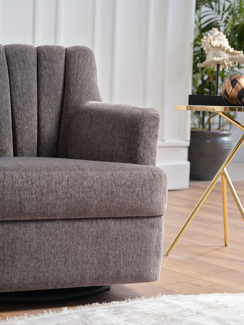 Oxon Dark Gray Swivel Accent Chair - Thumbnail - Image 5