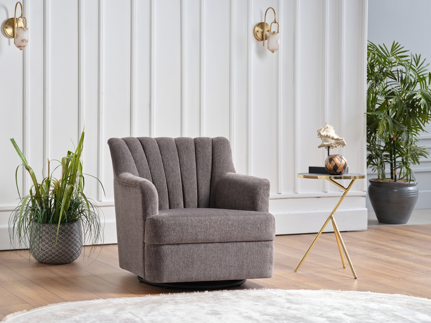 Oxon Dark Gray Swivel Accent Chair - Thumbnail - Image 6