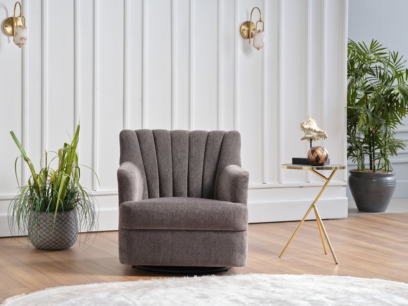 Oxon Dark Gray Swivel Accent Chair - Thumbnail - Image 9