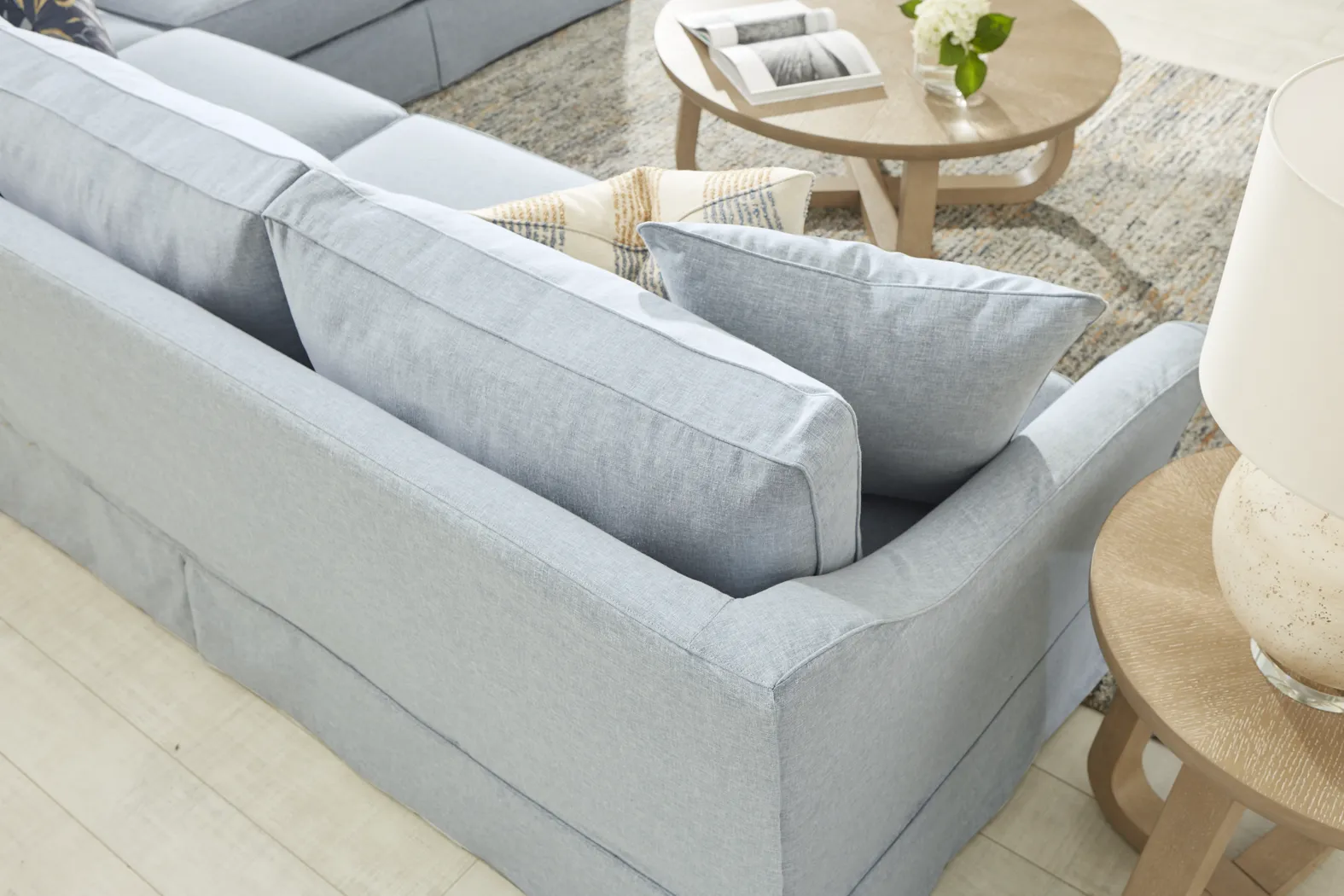 Pacific Grove Blue Slipcover 2 Pc Gel Foam Sleeper Sectional - Thumbnail - Image 3