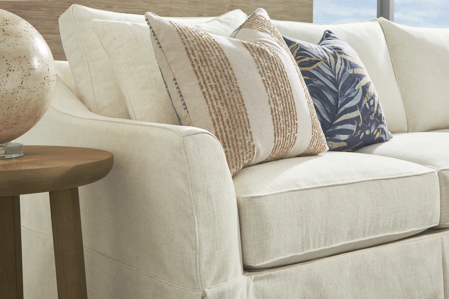 Pacific Grove White Slipcover 2 Pc Sleeper Sectional - Image 5