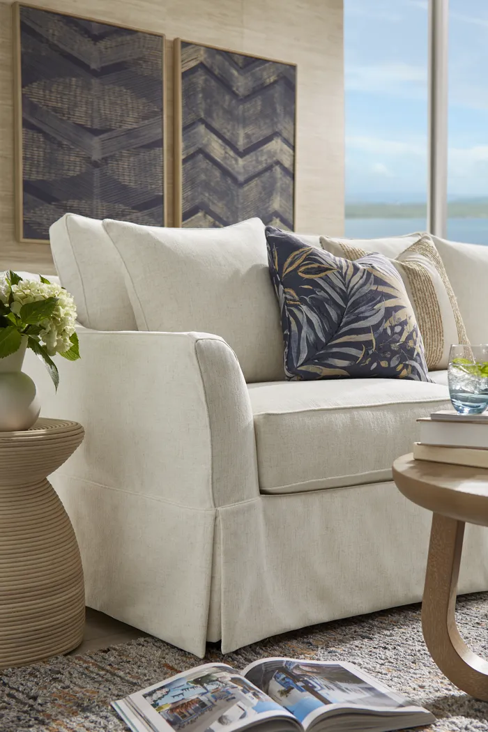 Pacific Grove White Slipcover 2 Pc Sleeper Sectional - Image 6