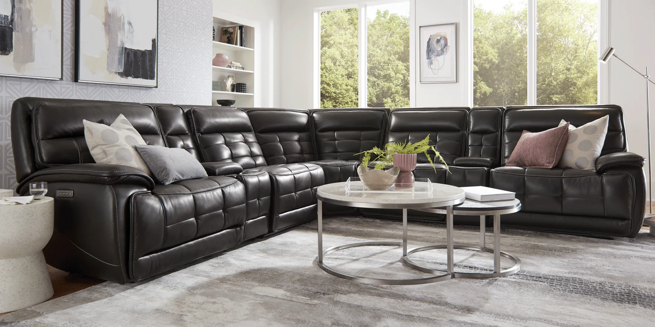 Pacific Heights Black Cherry 10 Pc Dual Power Reclining Sectional Living Room - Thumbnail - Image 2