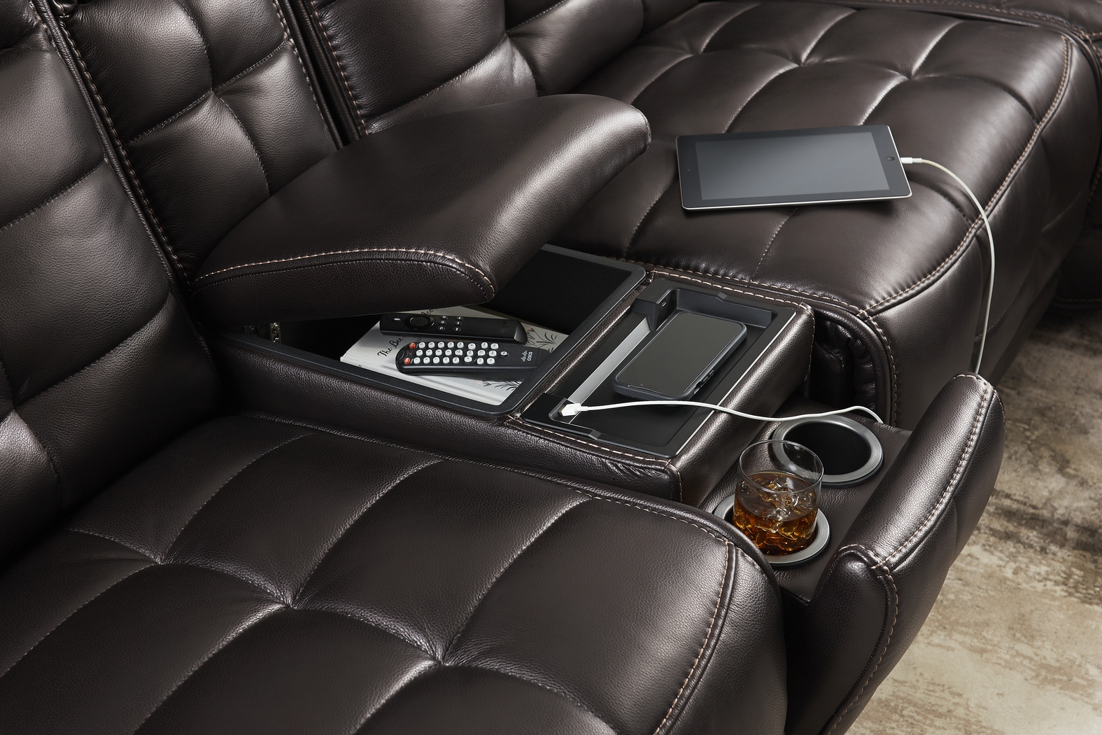 Pacific Heights Black Cherry 10 Pc Dual Power Reclining Sectional Living Room - Thumbnail - Image 9