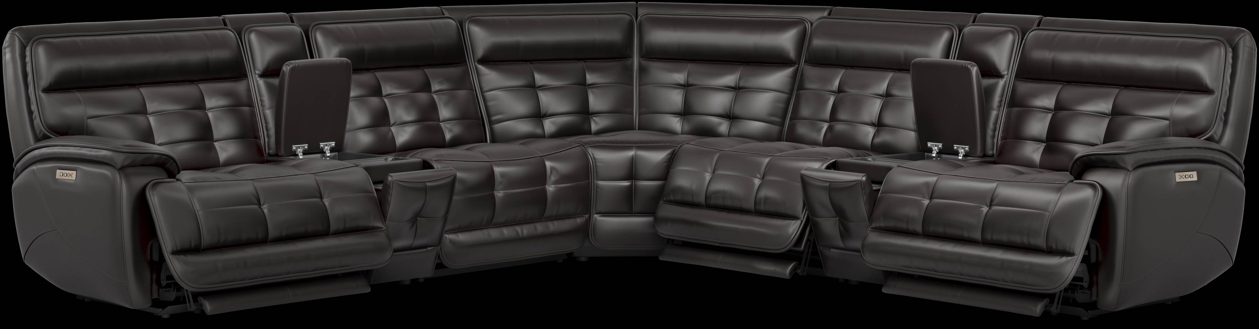 Pacific Heights Black Cherry 7 Pc Dual Power Reclining Sectional - Thumbnail - Image 1