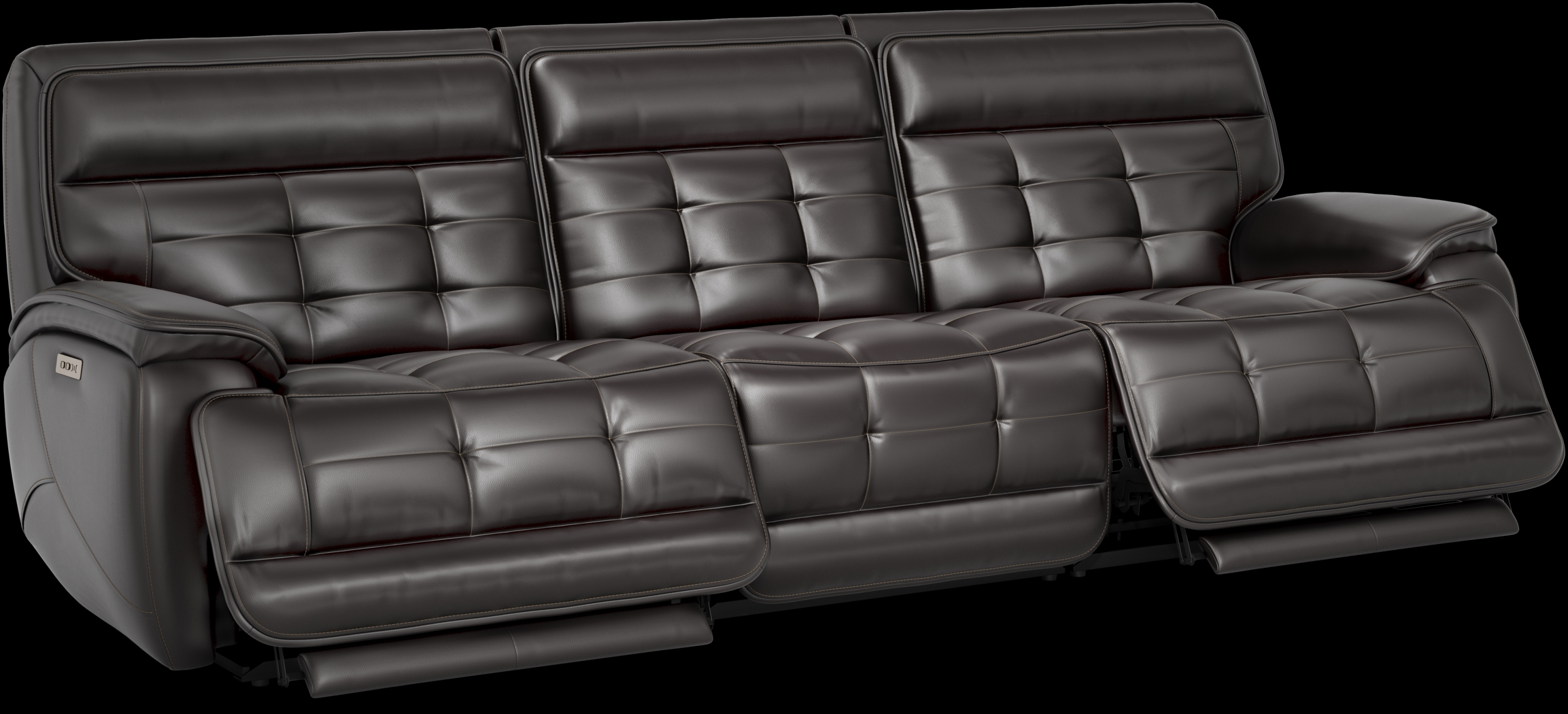 Pacific Heights Black Cherry Leather 3 Pc Dual Power Reclining Sectional - Thumbnail - Image 2