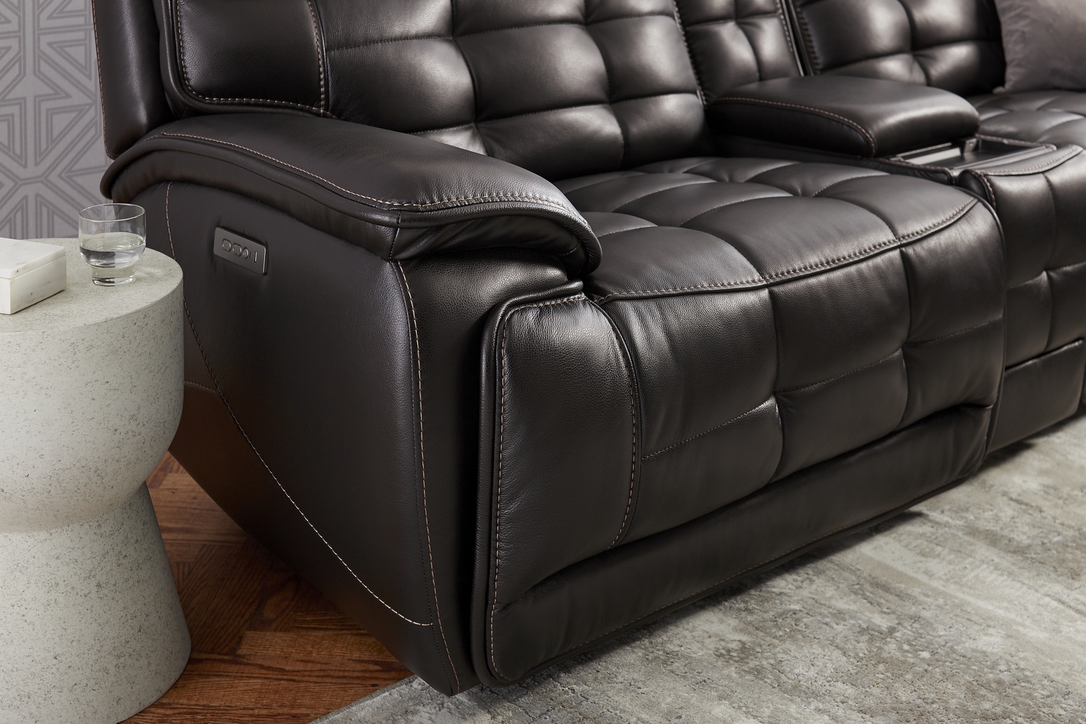 Pacific Heights Black Cherry Leather 7 Pc Dual Power Reclining Sectional Living Room - Thumbnail - Image 5