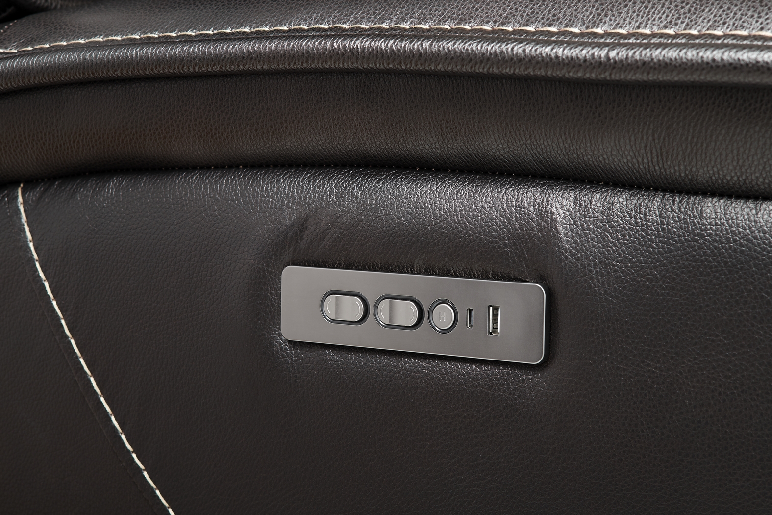 Pacific Heights Black Cherry Leather Dual Power Recliner - Thumbnail - Image 2