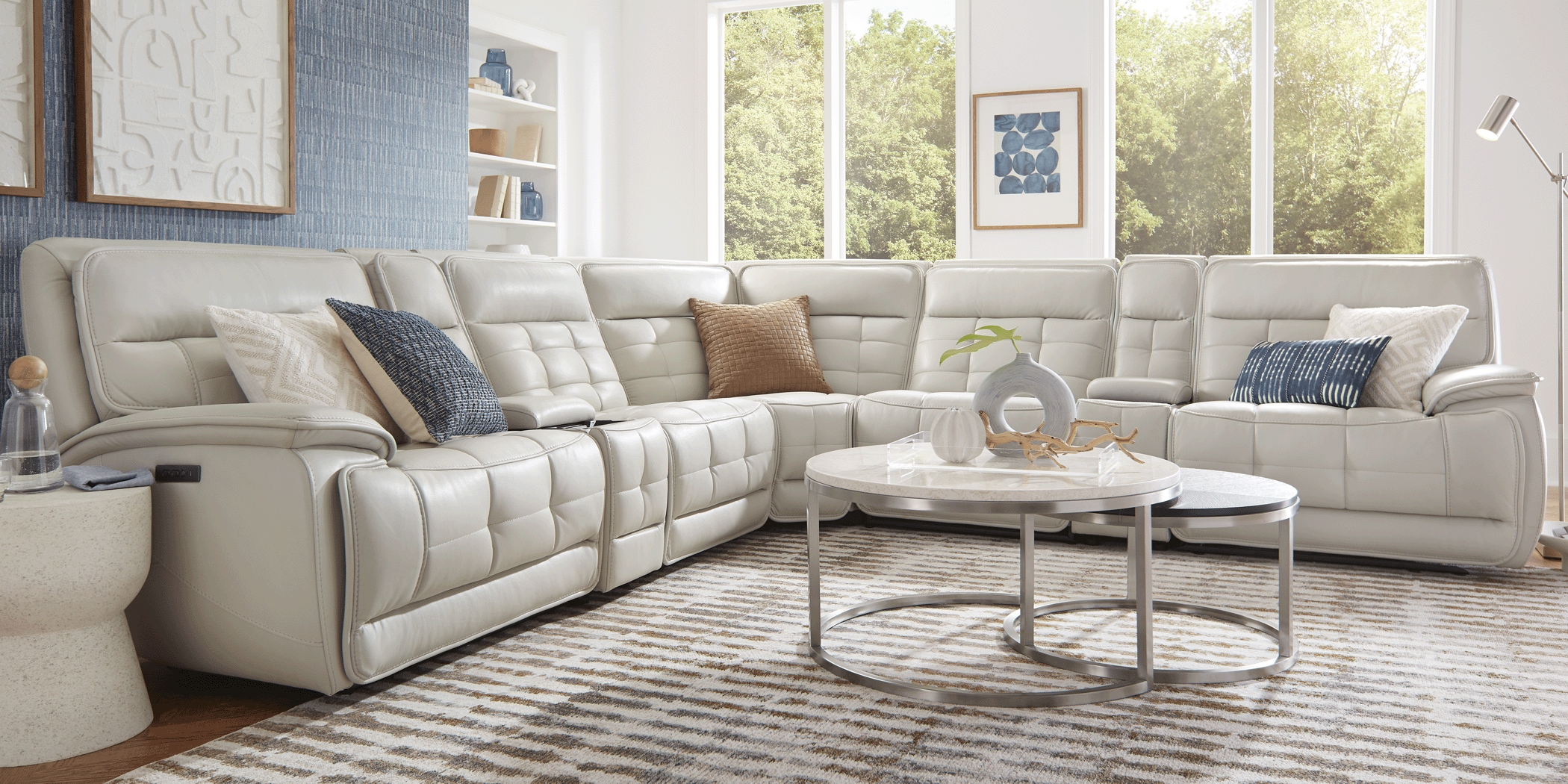 Pacific Heights Light Gray 10 Pc Dual Power Reclining Sectional Living Room - Thumbnail - Image 2
