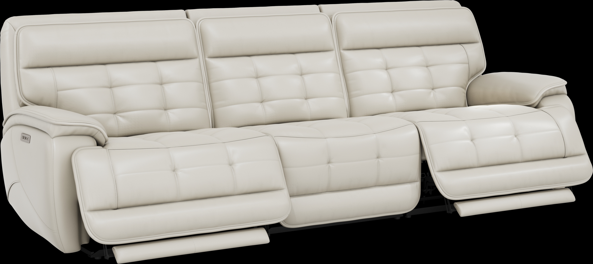 Pacific Heights Light Gray Leather 3 Pc Dual Power Reclining Sectional - Thumbnail - Image 2