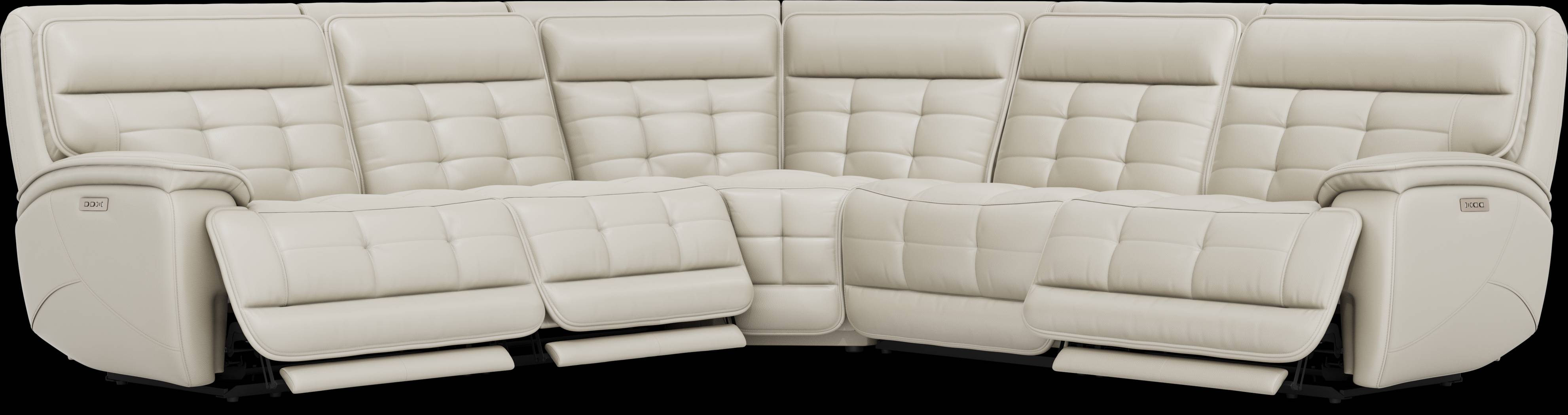 Pacific Heights Light Gray Leather 5 Pc Dual Power Reclining Sectional - Thumbnail - Image 3