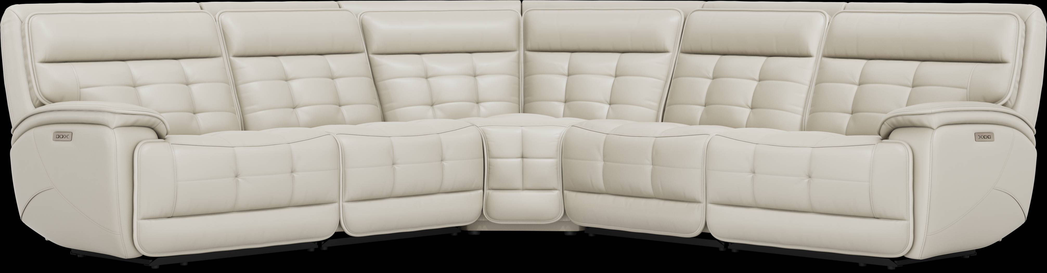 Pacific Heights Light Gray Leather 5 Pc Dual Power Reclining Sectional - Thumbnail - Image 1