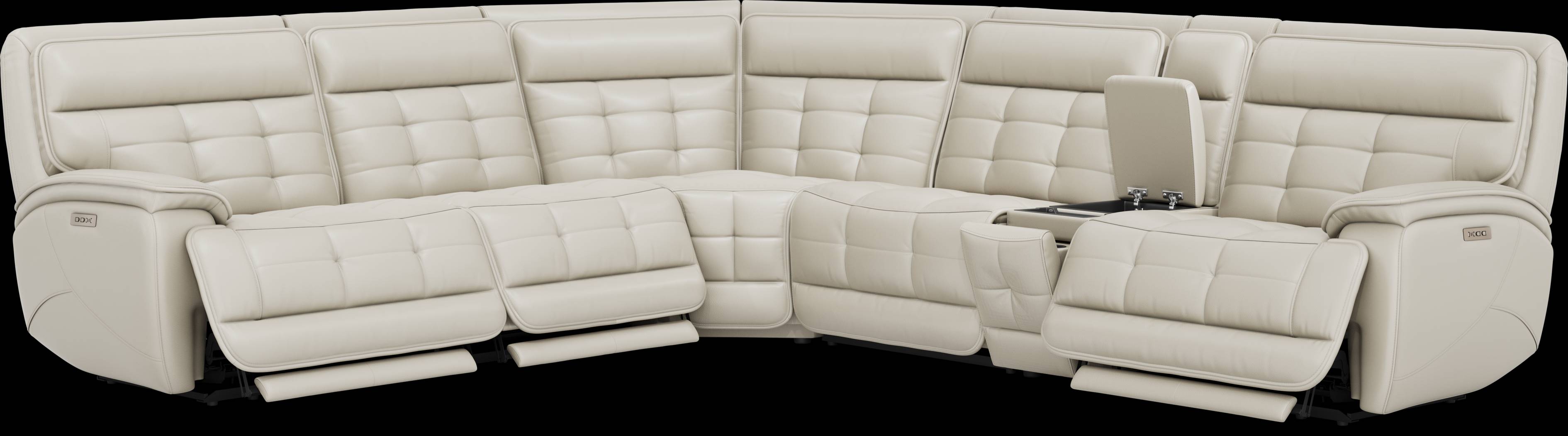 Pacific Heights Light Gray Leather 7 Pc Dual Power Reclining Sectional Living Room - Thumbnail - Image 3