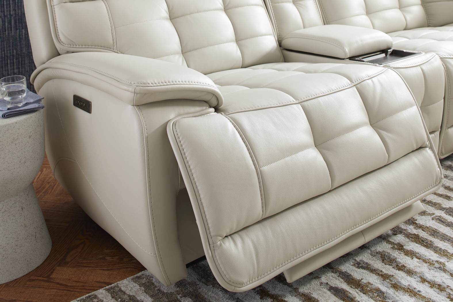 Pacific Heights Light Gray Leather 7 Pc Dual Power Reclining Sectional Living Room - Thumbnail - Image 7