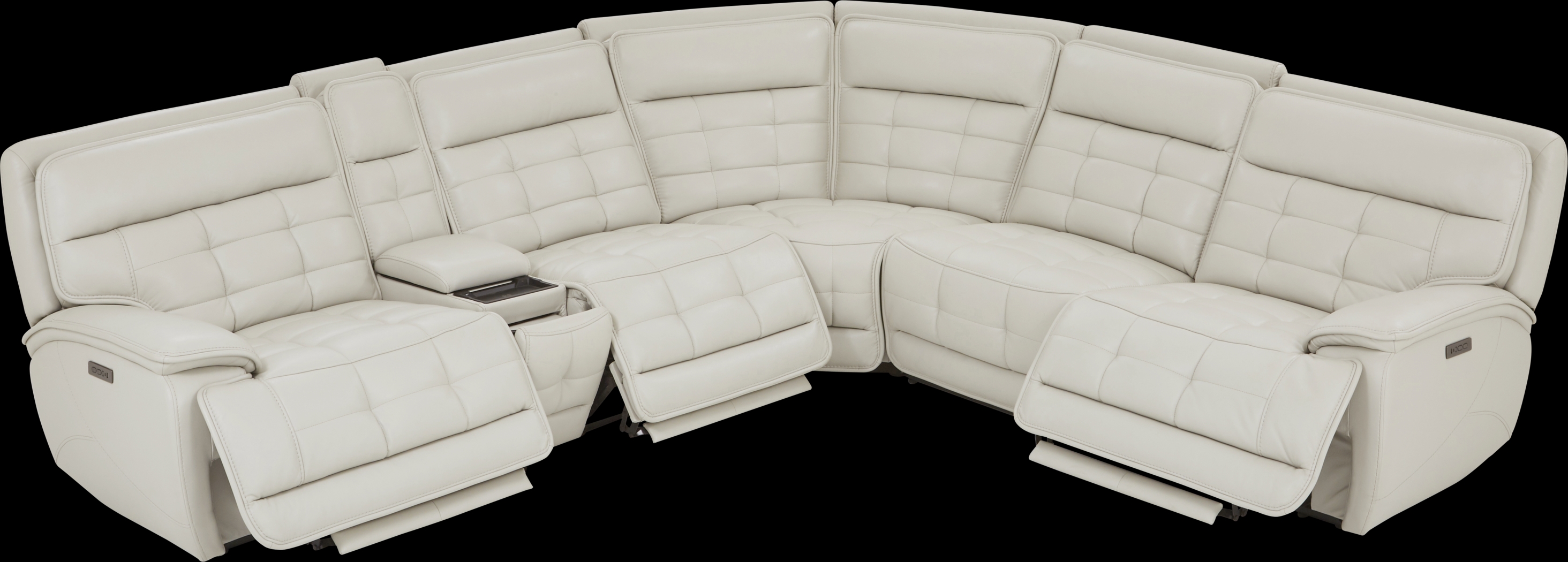 Pacific Heights Light Gray Leather 7 Pc Dual Power Reclining Sectional Living Room - Thumbnail - Image 4