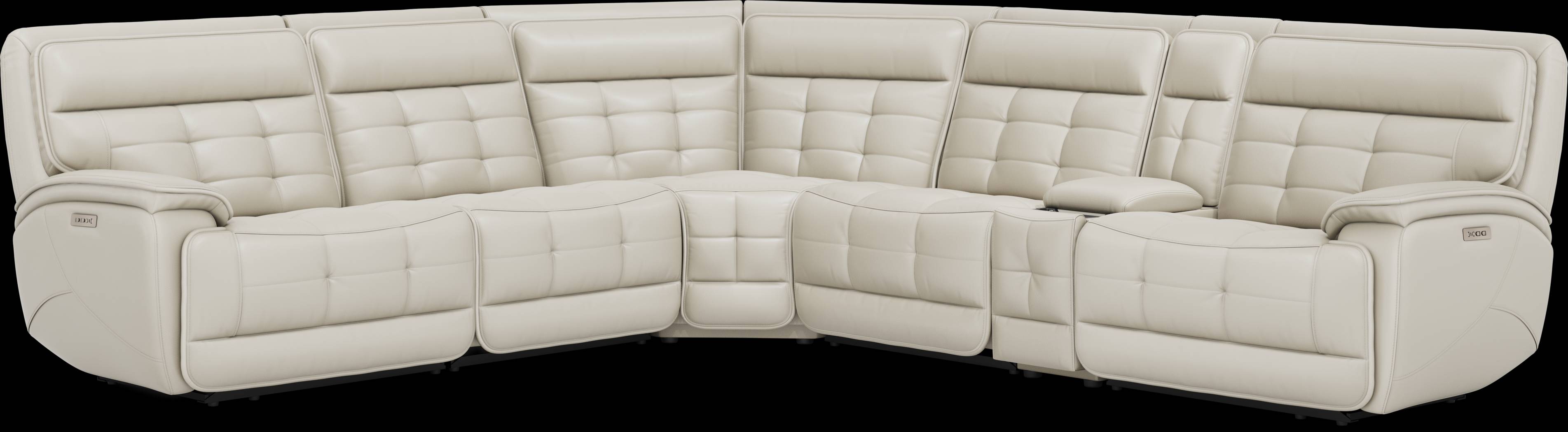 Pacific Heights Light Gray Leather 7 Pc Dual Power Reclining Sectional Living Room - Thumbnail - Image 2