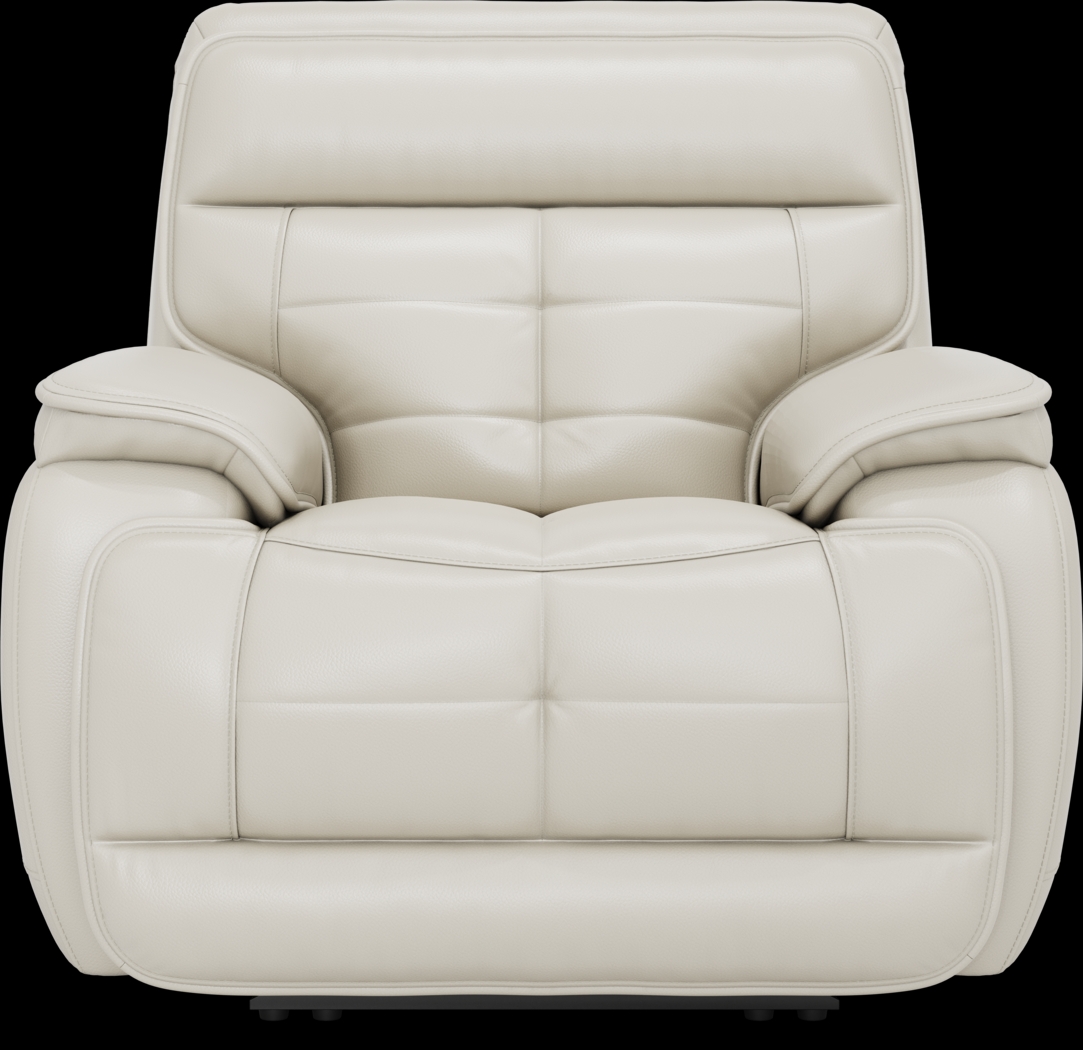 Pacific Heights Light Gray Leather Dual Power Recliner - Thumbnail - Image 2