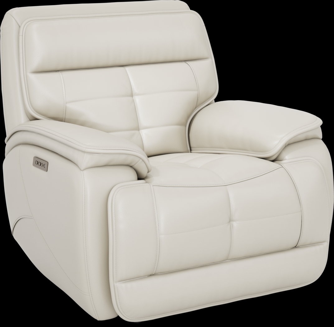 Pacific Heights Light Gray Leather Dual Power Recliner - Thumbnail - Image 3