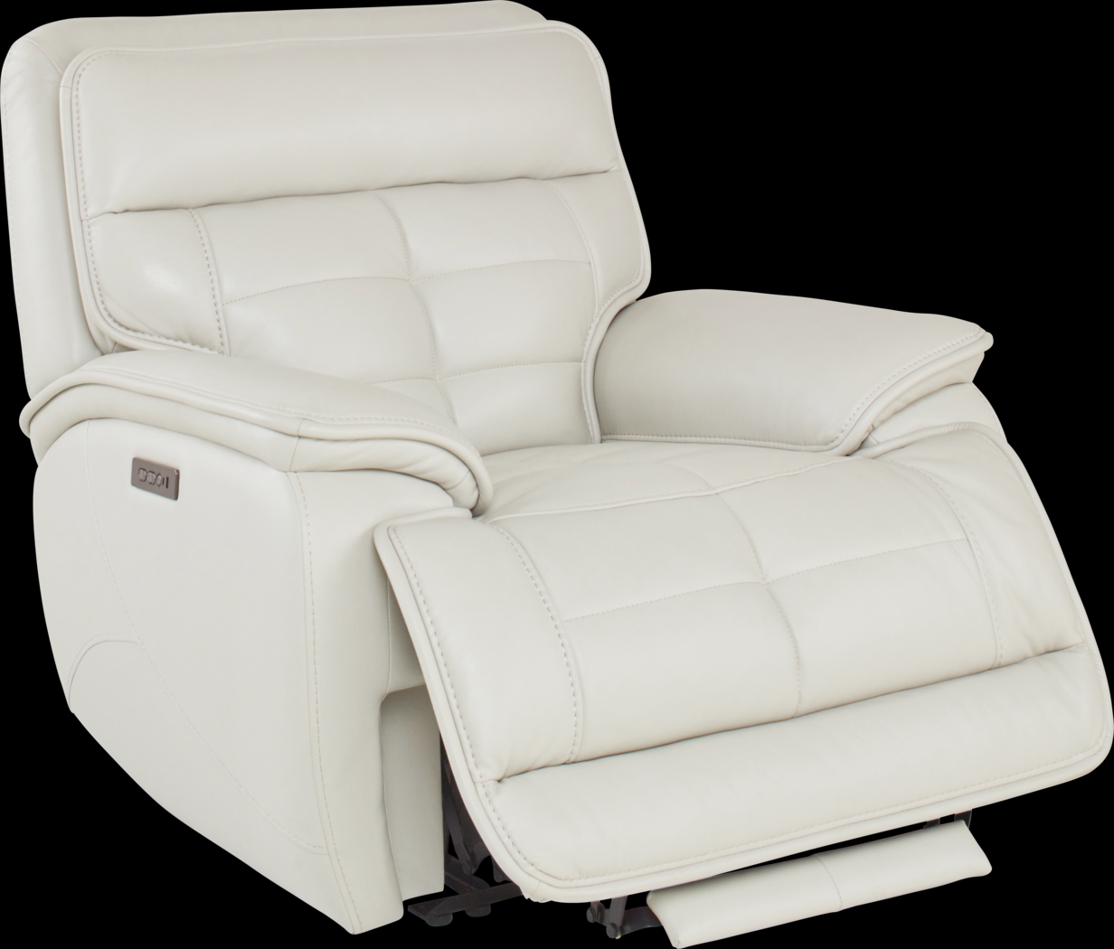 Pacific Heights Light Gray Leather Dual Power Recliner - Thumbnail - Image 4