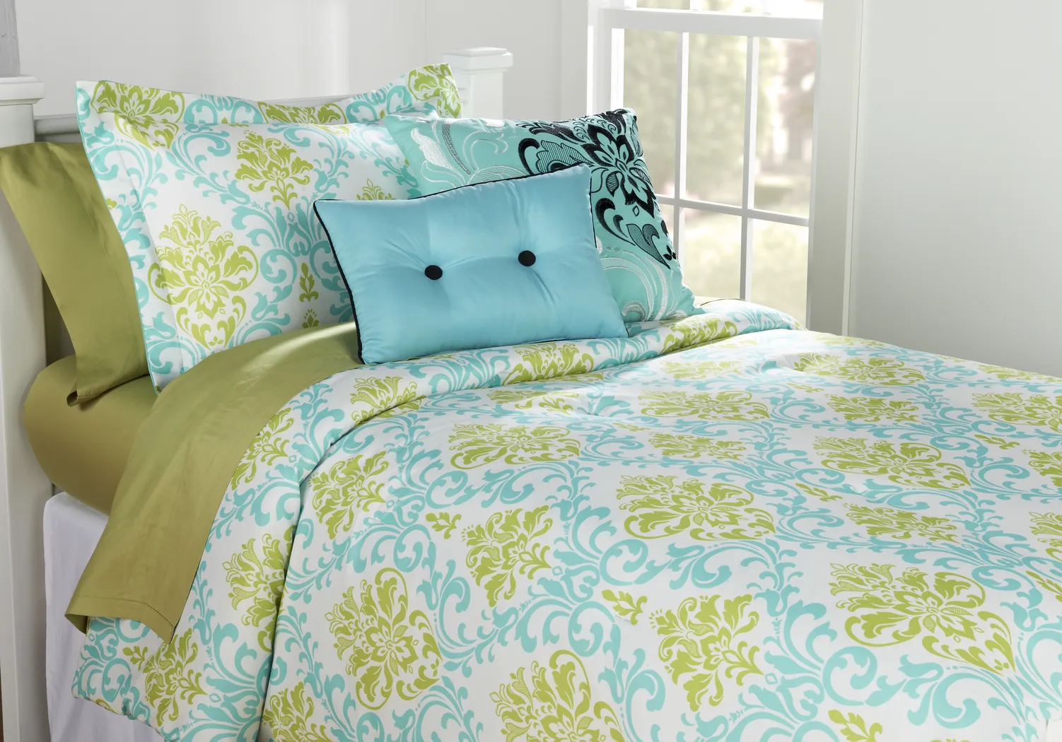 Paige Blue-Green Full Bed Set - Thumbnail - Image 1