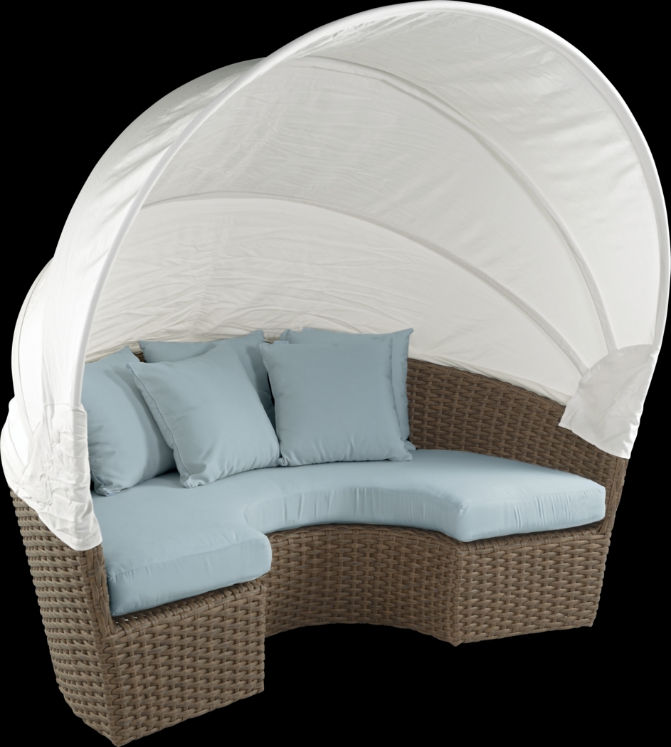 Palisades Brown Outdoor Daybed with Blue Cushions - Thumbnail - Image 2
