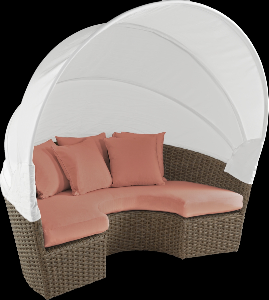Palisades Brown Outdoor Daybed with Persimmon Cushions - Thumbnail - Image 2