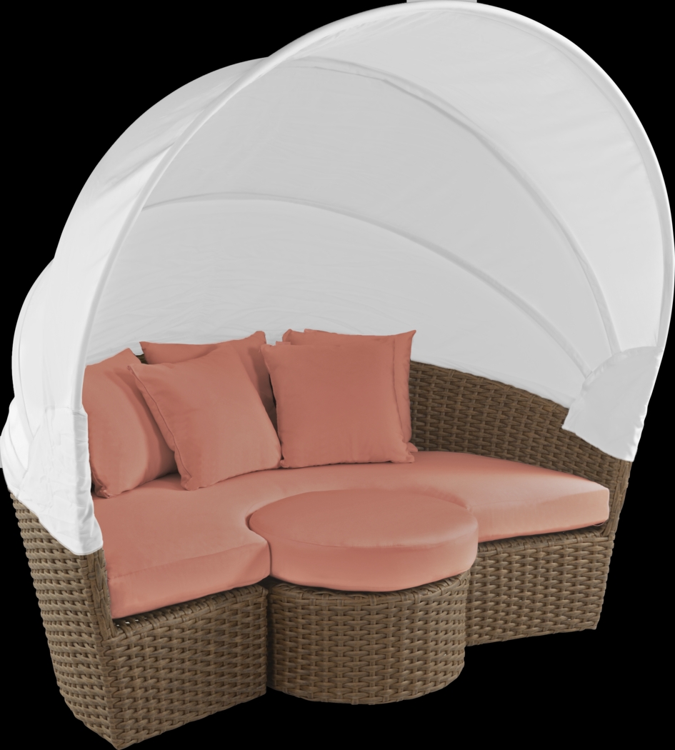 Palisades Brown Outdoor Daybed with Persimmon Cushions - Thumbnail - Image 3