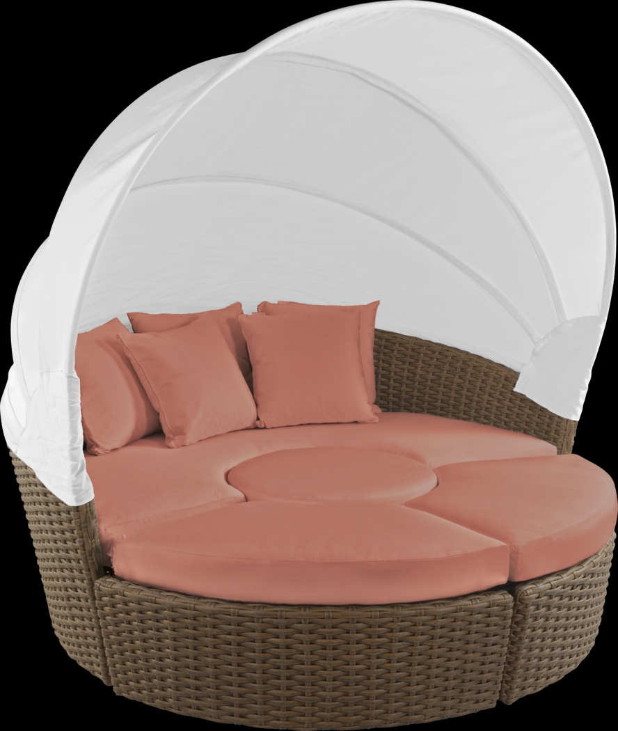 Palisades Brown Outdoor Daybed with Persimmon Cushions - Thumbnail - Image 1