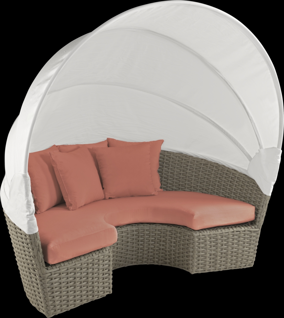Palisades Gray Outdoor Daybed with Persimmon Cushions - Thumbnail - Image 2