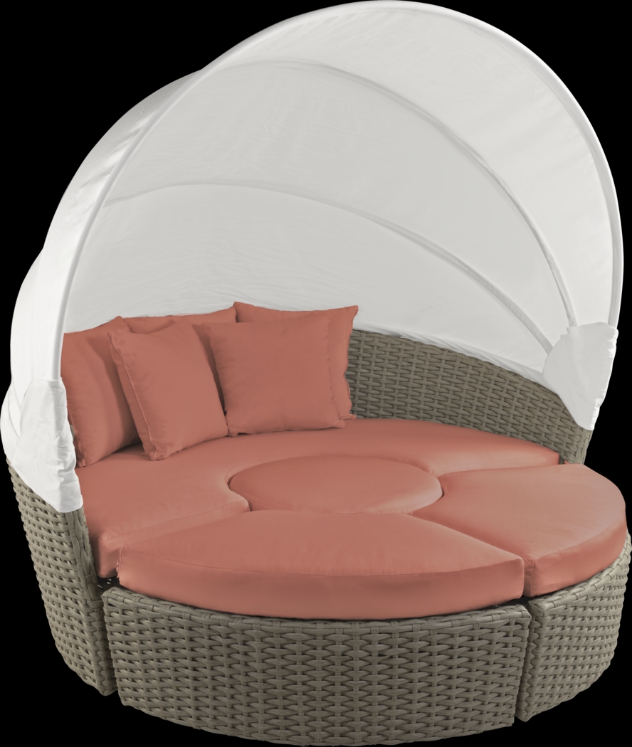 Palisades Gray Outdoor Daybed with Persimmon Cushions - Thumbnail - Image 1