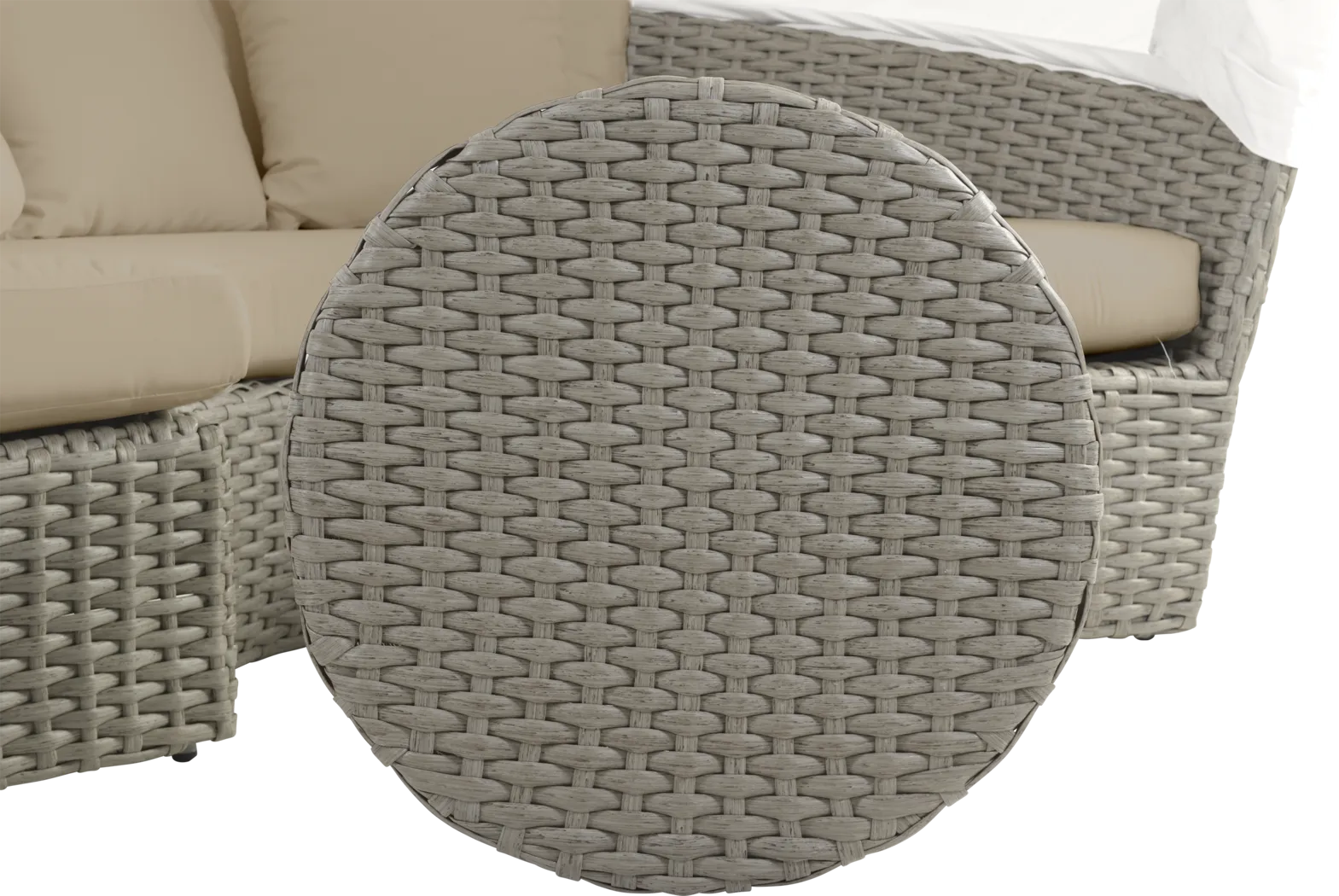Palisades Gray Outdoor Daybed with Heather Beige Cushions - Image 6