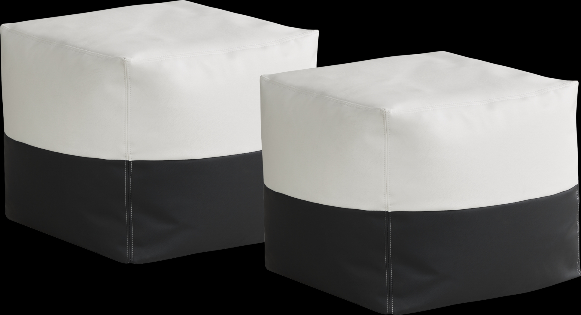 Pall Black Outdoor Pouf Ottoman, Set of Two - Thumbnail - Image 1