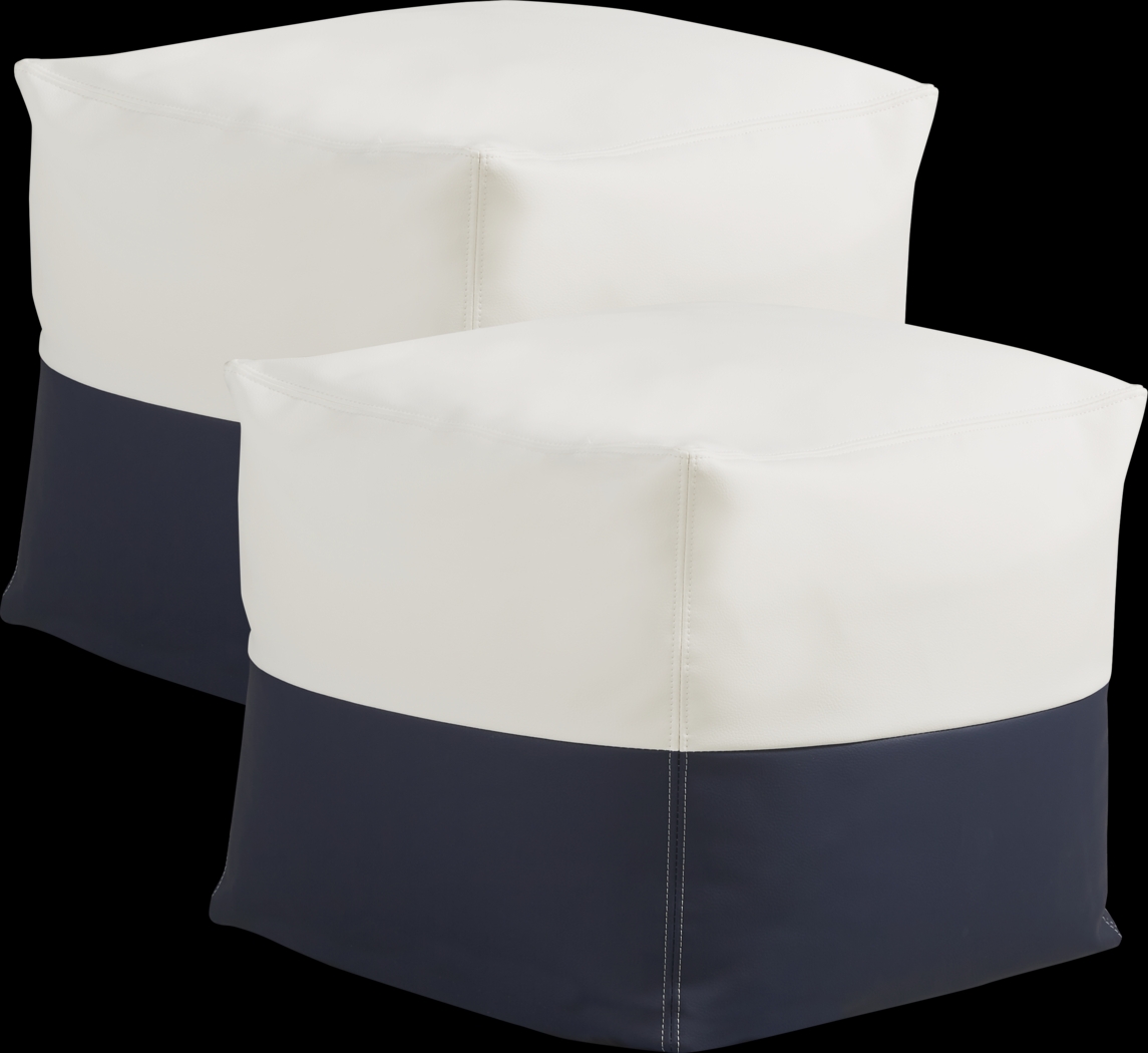 Pall Navy Outdoor Pouf Ottoman, Set of Two - Thumbnail - Image 1