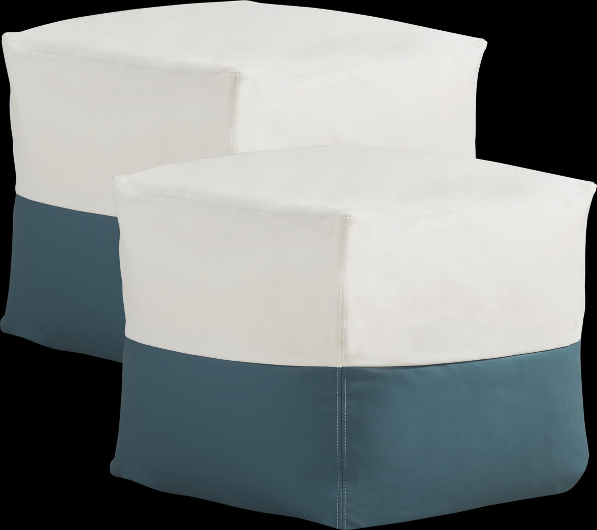 Pall Teal Outdoor Pouf Ottoman, Set of Two - Thumbnail - Image 1