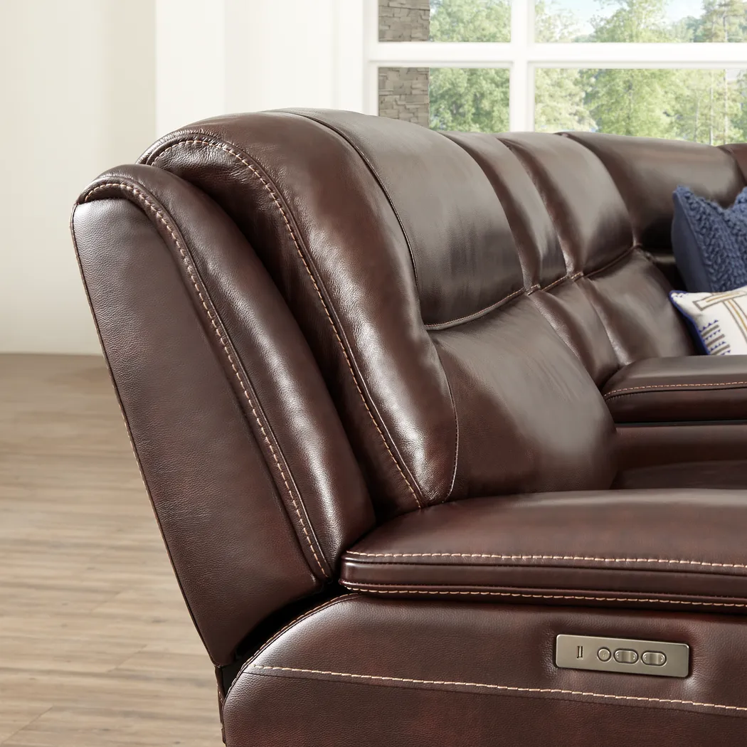 Palladino Brown Leather 6 Pc Dual Power Reclining Sectional - Image 9