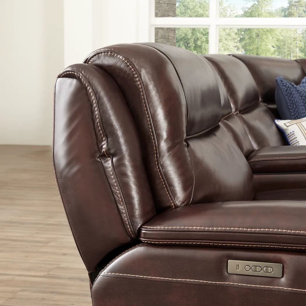 Palladino Brown Leather 6 Pc Dual Power Reclining Sectional - Image 10
