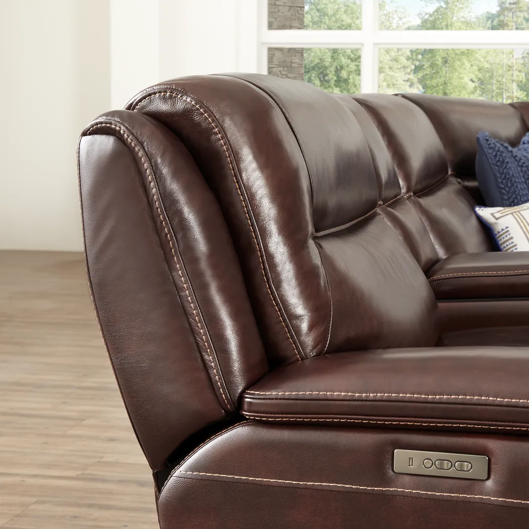 Palladino Brown Leather 6 Pc Dual Power Reclining Sectional - Image 11