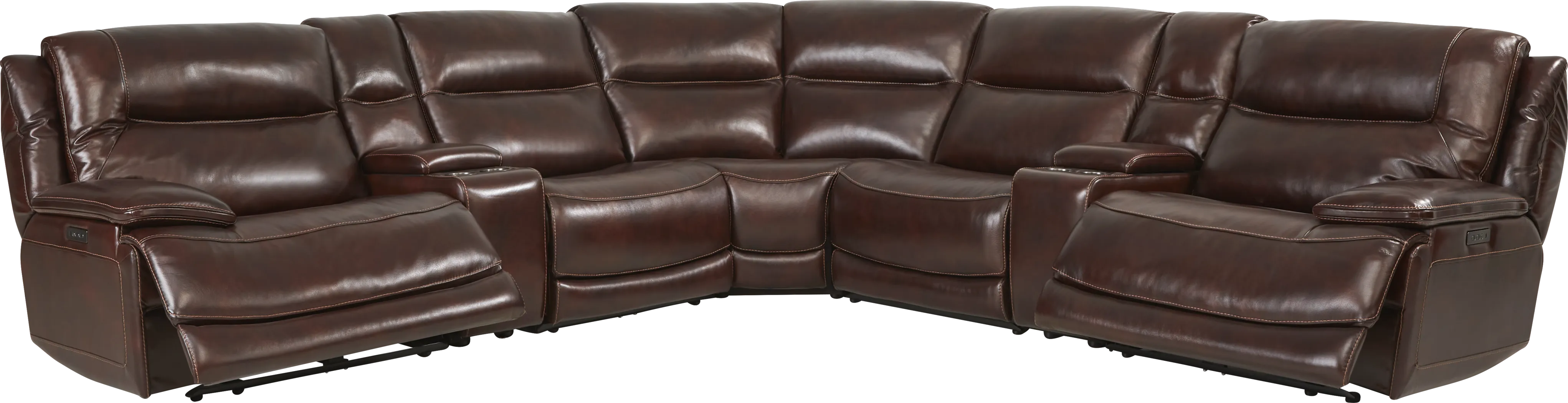 Palladino Brown Leather 7 Pc Dual Power Reclining Sectional - Thumbnail - Image 3