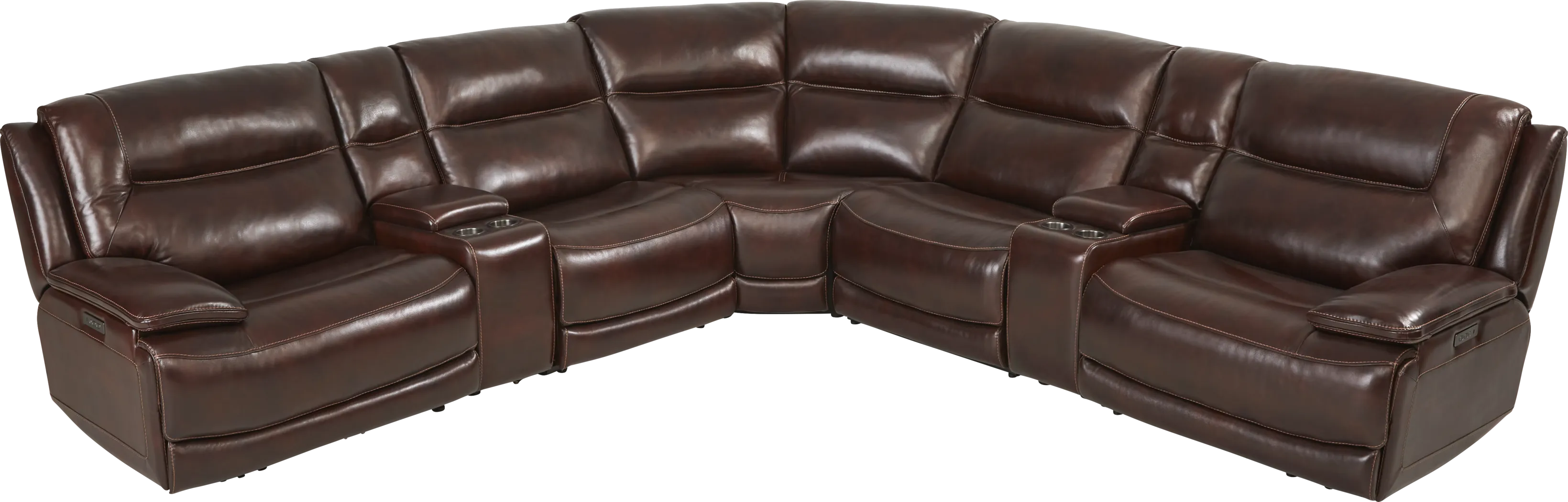 Palladino Brown Leather 7 Pc Dual Power Reclining Sectional - Thumbnail - Image 4