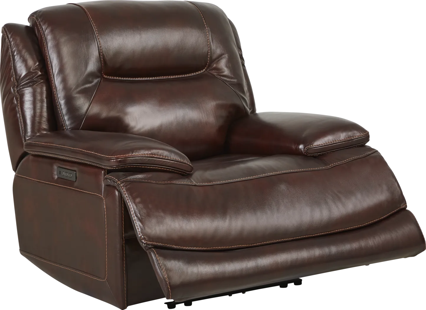 Palladino Brown Leather Dual Power Recliner - Thumbnail - Image 2