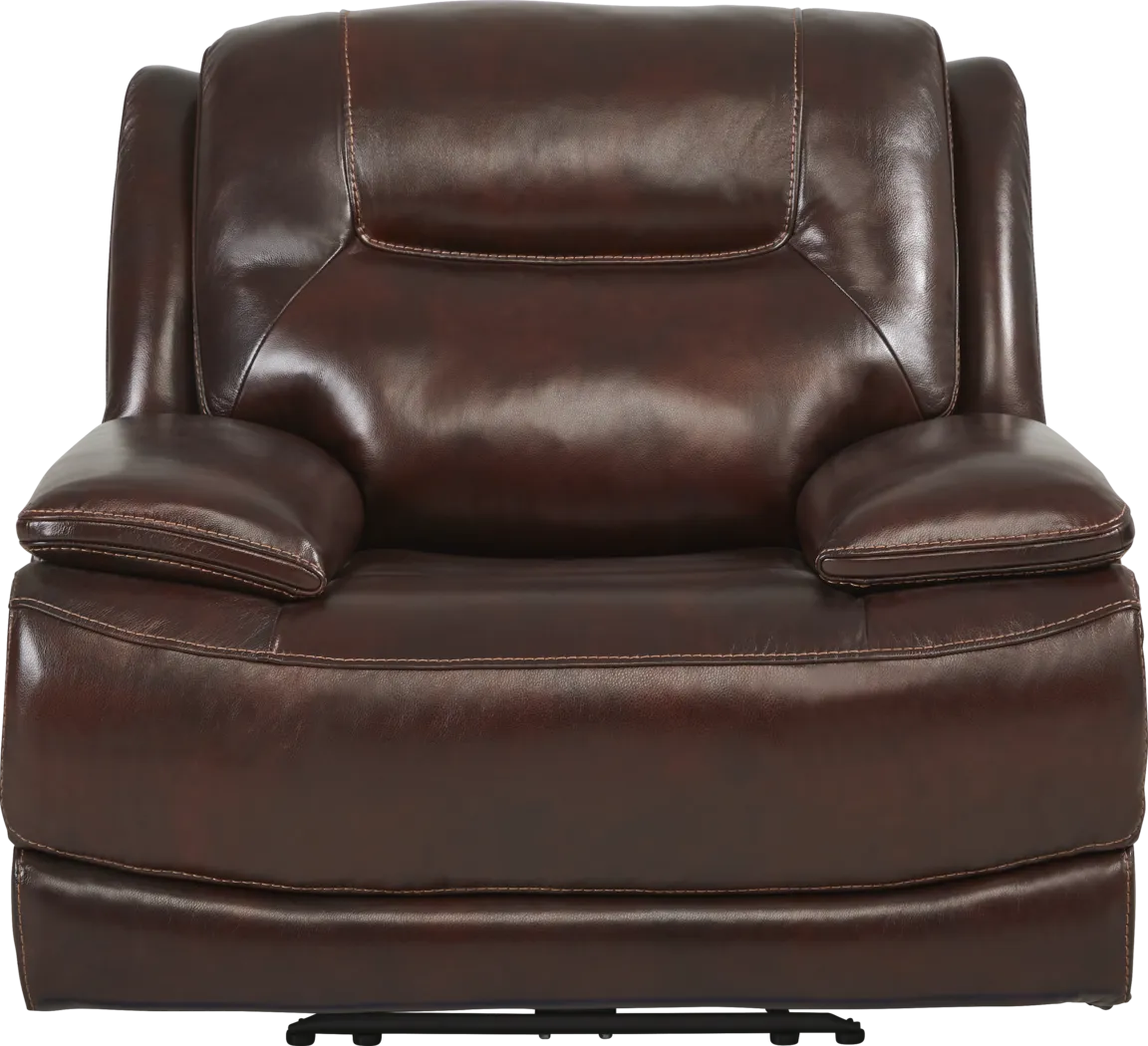 Palladino Brown Leather Dual Power Recliner - Thumbnail - Image 3