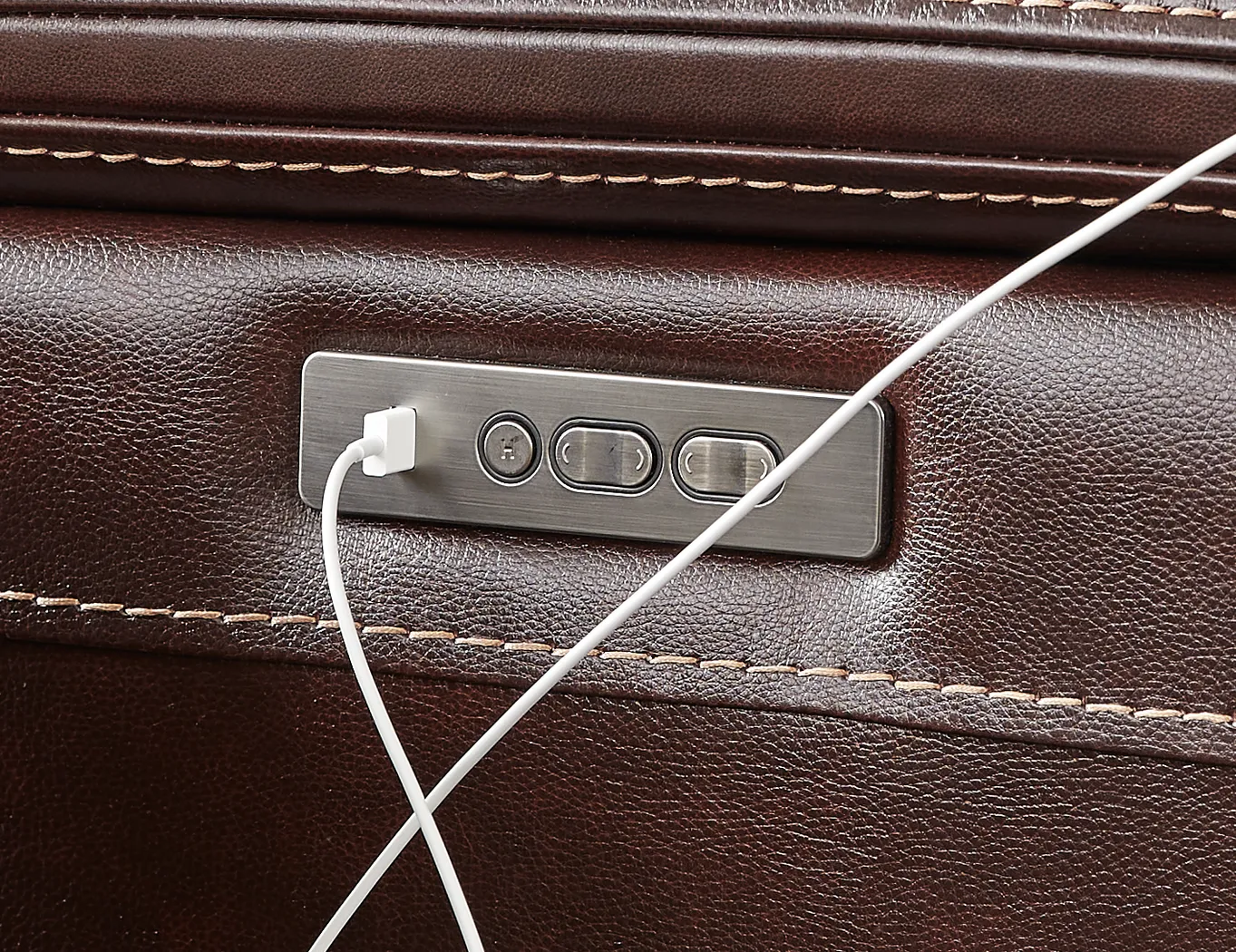 Palladino Brown Leather Dual Power Recliner - Thumbnail - Image 4