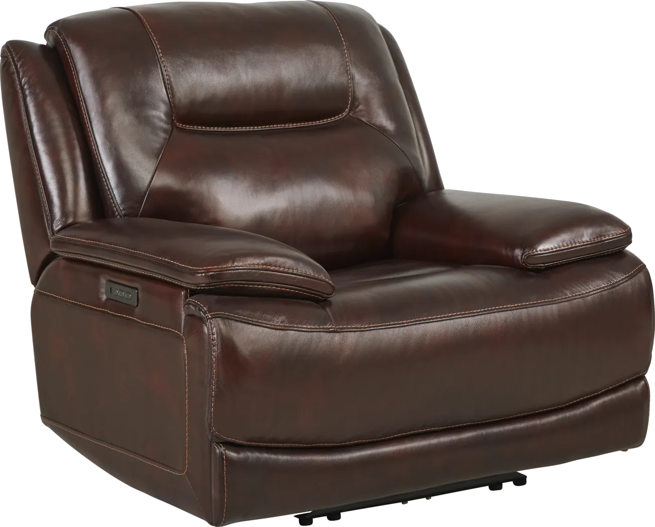 Palladino Brown Leather Dual Power Recliner - Thumbnail - Image 1