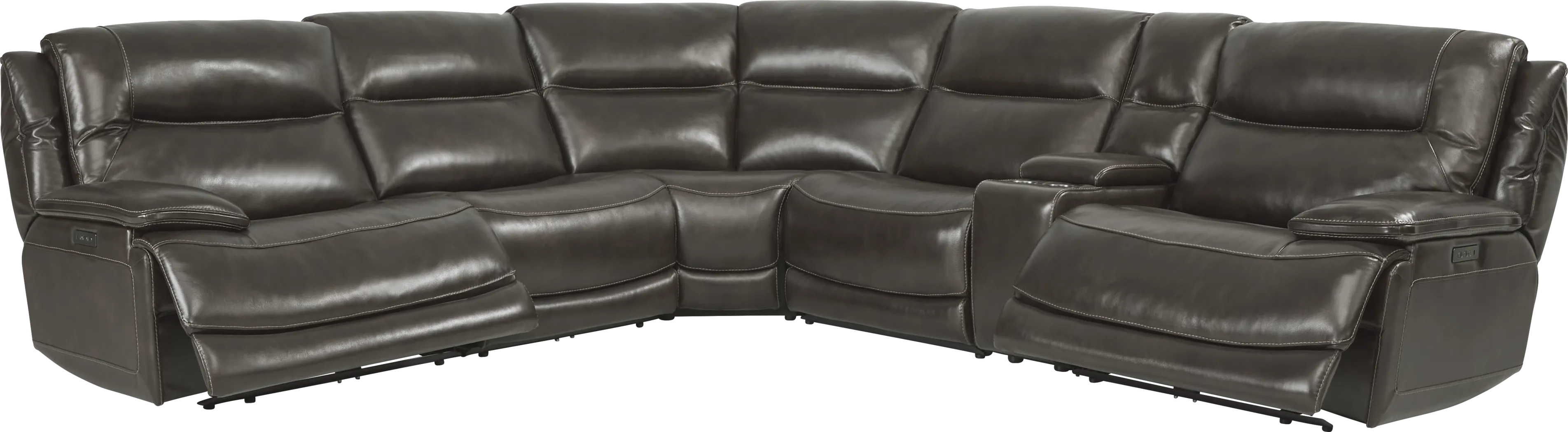 Palladino Gray Leather 6 Pc Dual Power Reclining Sectional - Thumbnail - Image 3