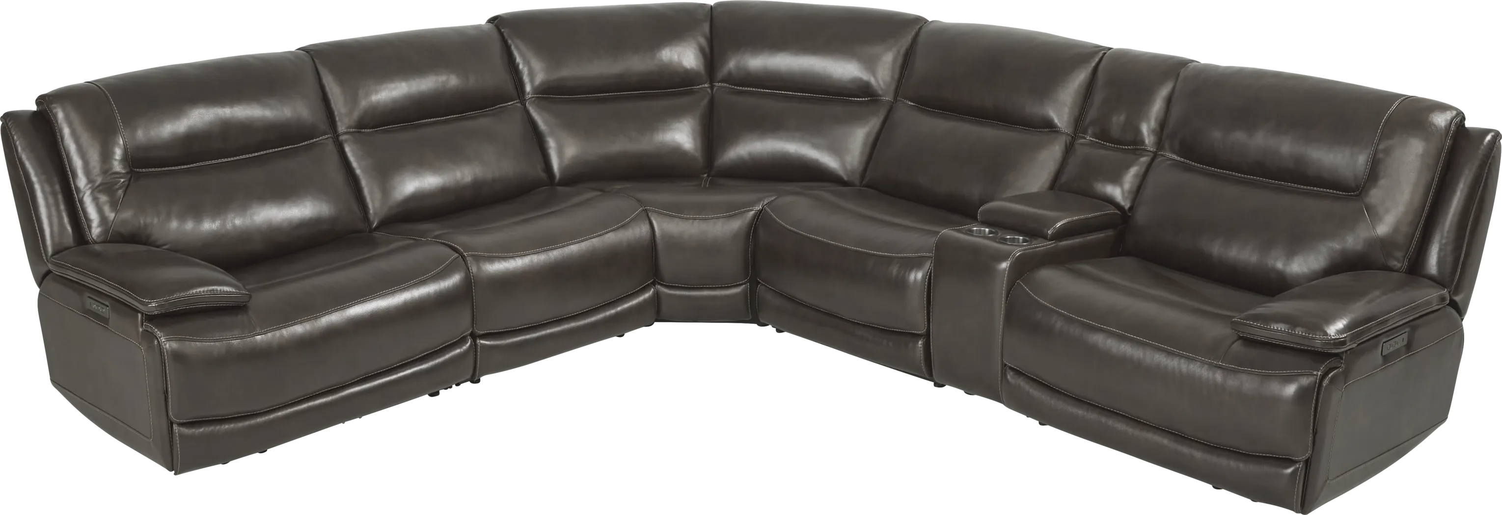 Palladino Gray Leather 6 Pc Dual Power Reclining Sectional - Thumbnail - Image 4