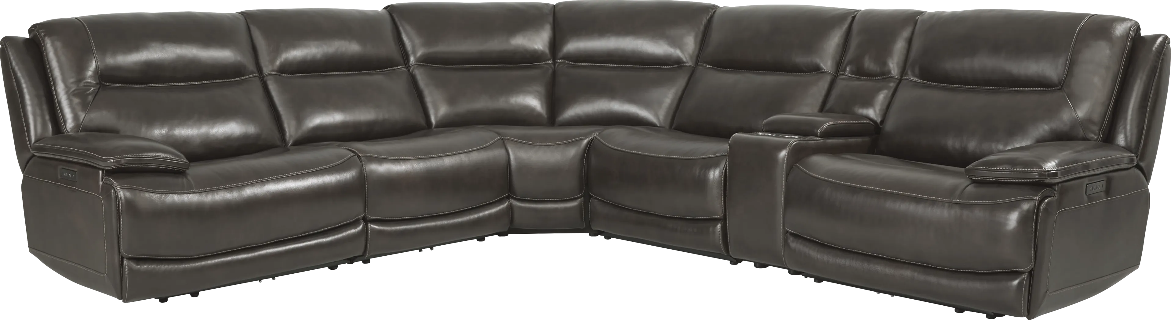 Palladino Gray Leather 6 Pc Dual Power Reclining Sectional - Thumbnail - Image 1