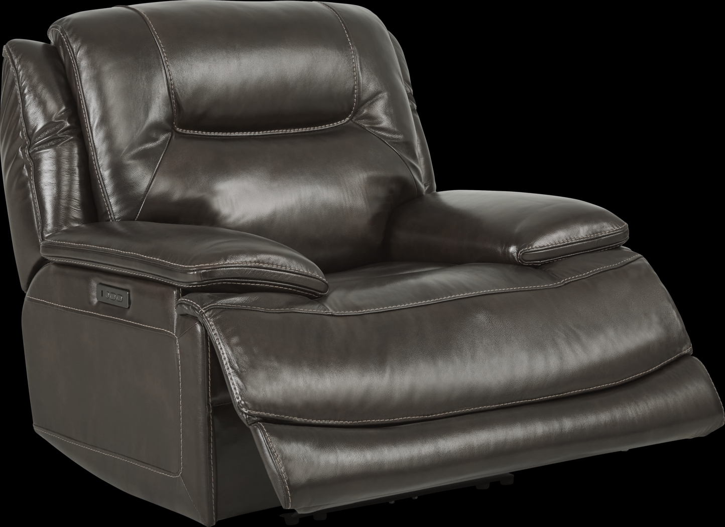 Palladino Gray Leather Dual Power Recliner - Thumbnail - Image 2