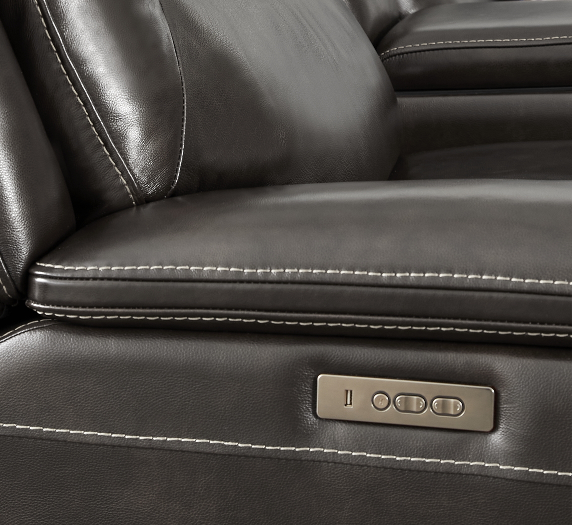 Palladino Gray Leather Dual Power Recliner - Thumbnail - Image 4